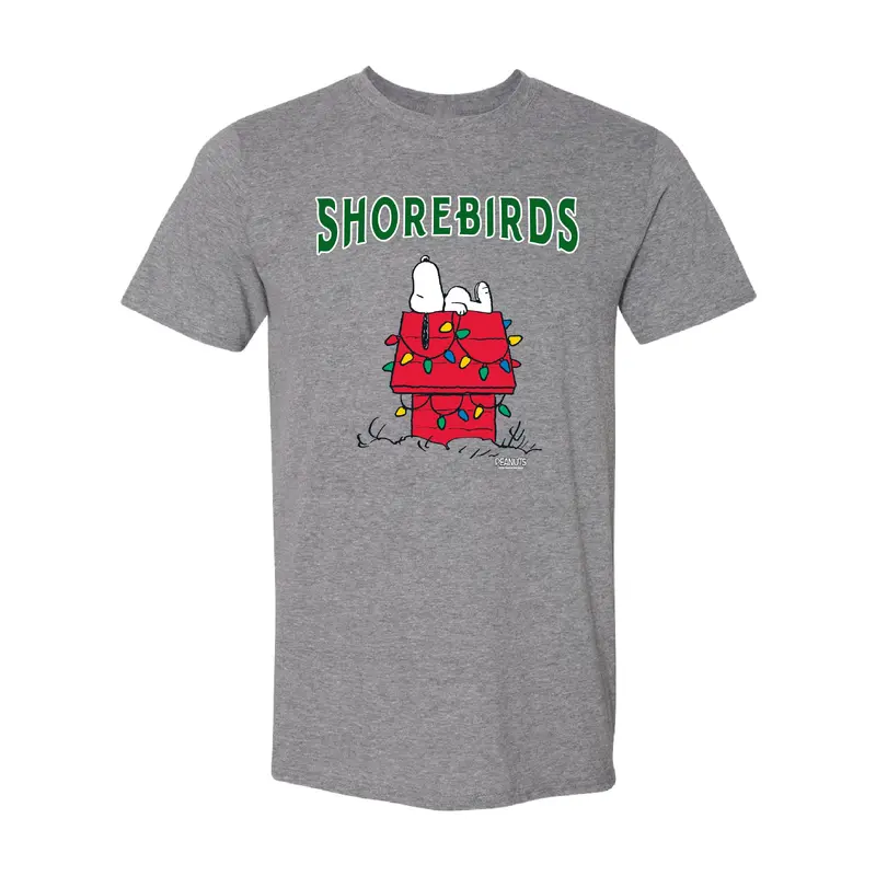 Delmarva Shorebirds OT Sports Peanuts Snoopy Holiday T-Shirt (Grey)