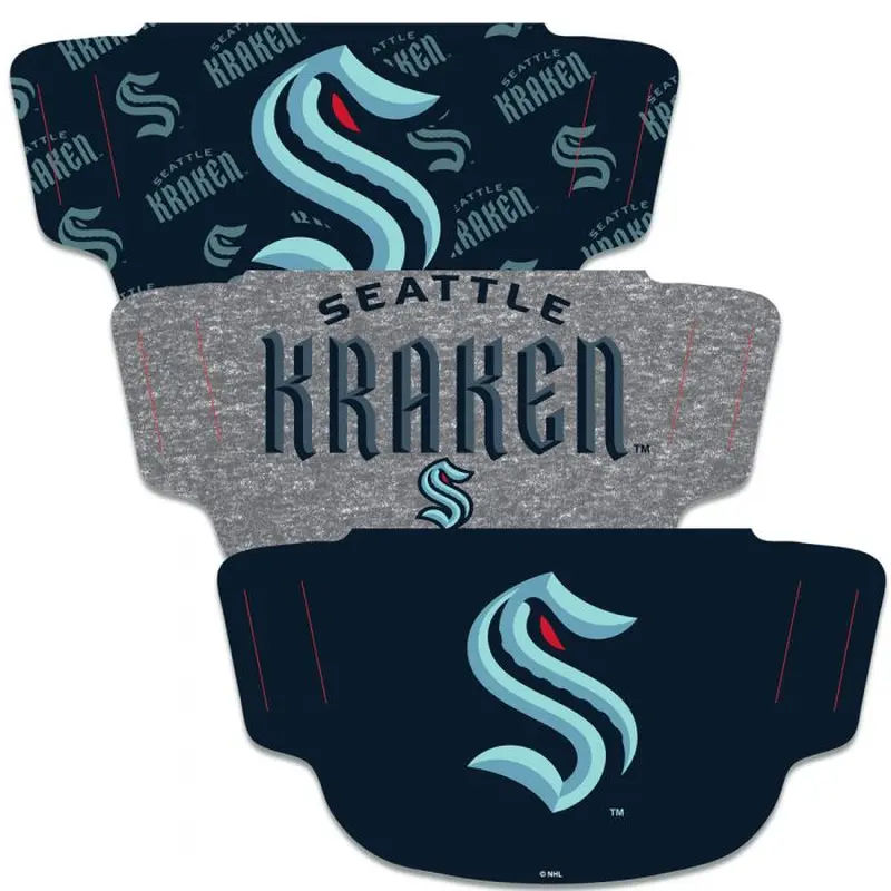 SEATTLE KRAKEN FAN MASK FACE COVER 3 PACK
