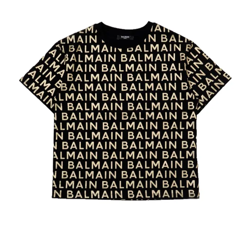 BALMAIN T SHIRT WOMEN SS TEE ALLOVER GOLD BT8Q21 930OR