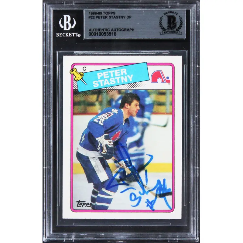 Nordiques Peter Stastny Authentic Signed 1988 Topps #22 Card BAS Slabbed