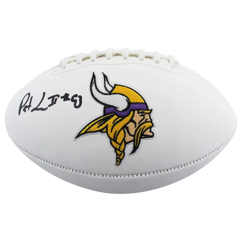 Vikings Patrick Jones Authentic Signed White Panel Logo Football BAS Witnessed