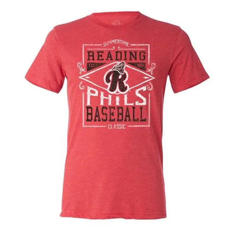 108 Stitches Red Reading Phils Baseball Classic Tee