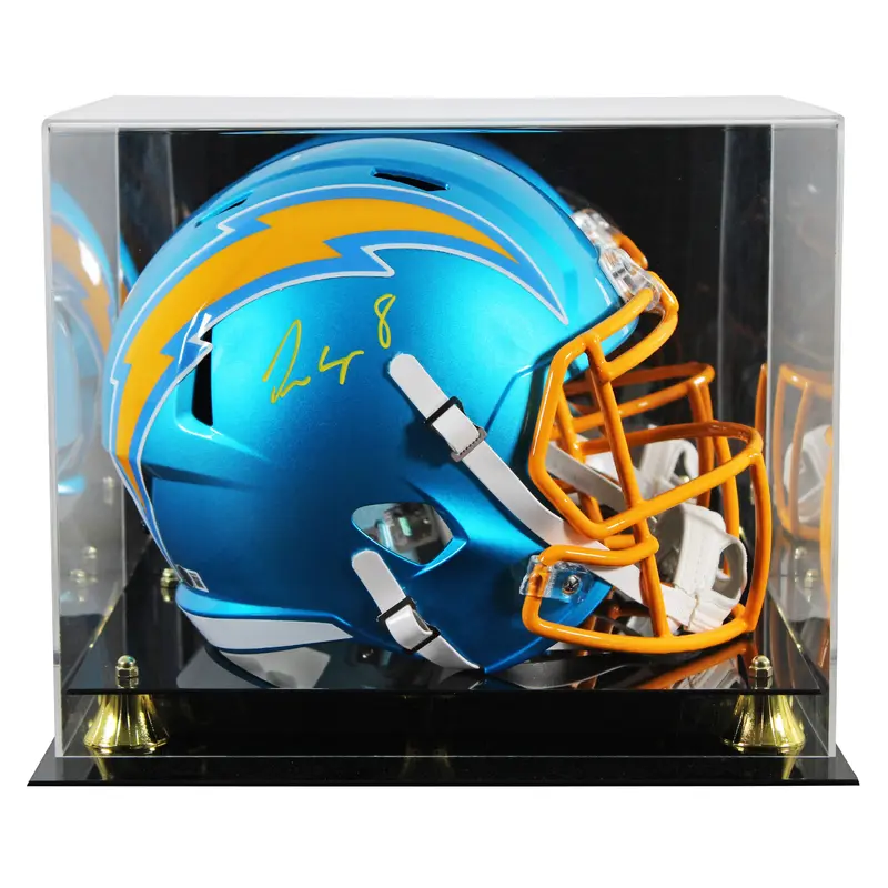 Chargers Omarion Hampton Signed Flash Full Size Speed Rep Helmet W/ Case BAS Wit