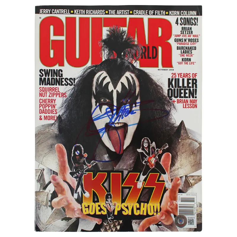 Gene Simmons KISS Authentic Signed 1998 Guitar World Magazine BAS #BF88874