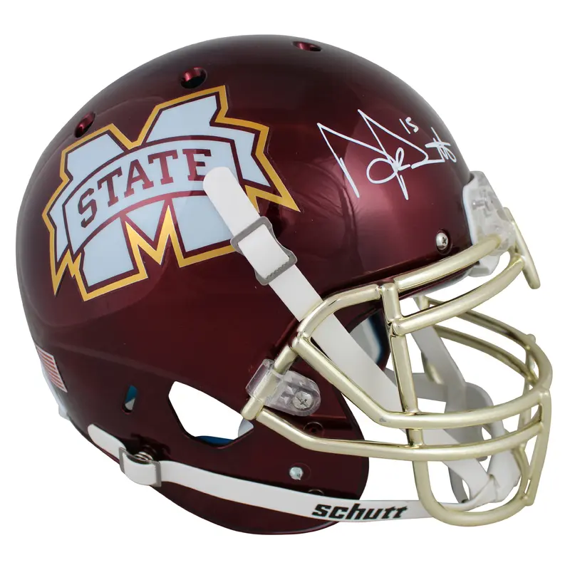 MSU Dak Prescott Signed Schutt Full Size Proline Helmet w/ Chrome Facemask BAS