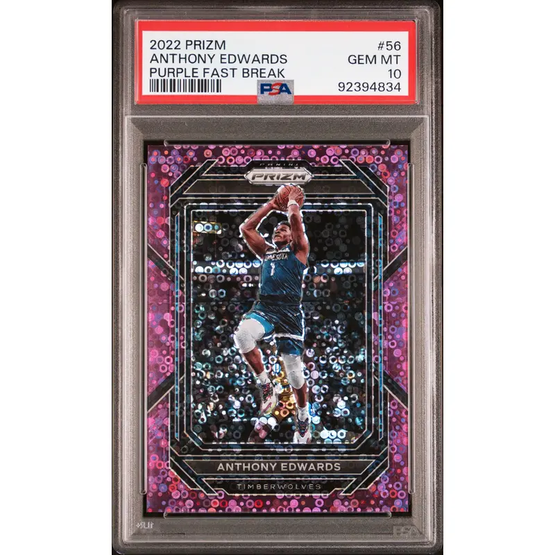 Anthony Edwards 2022 Panini Prizm #258 Purple Fast Break #2/75