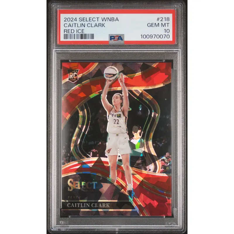 Caitlin Clark 2024 Panini Select WNBA #218 Rookie Red Ice PSA 10 Gem Mint