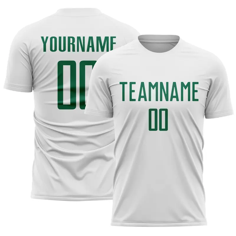 Custom White Kelly Green Sublimation Soccer Uniform Jersey
