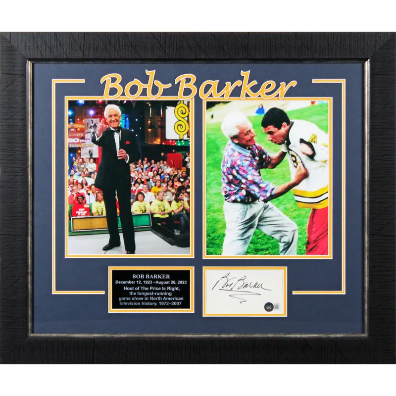Bob Barker Happy Gilmore Signed 3x5 Index Card Framed Display BAS #BL96976