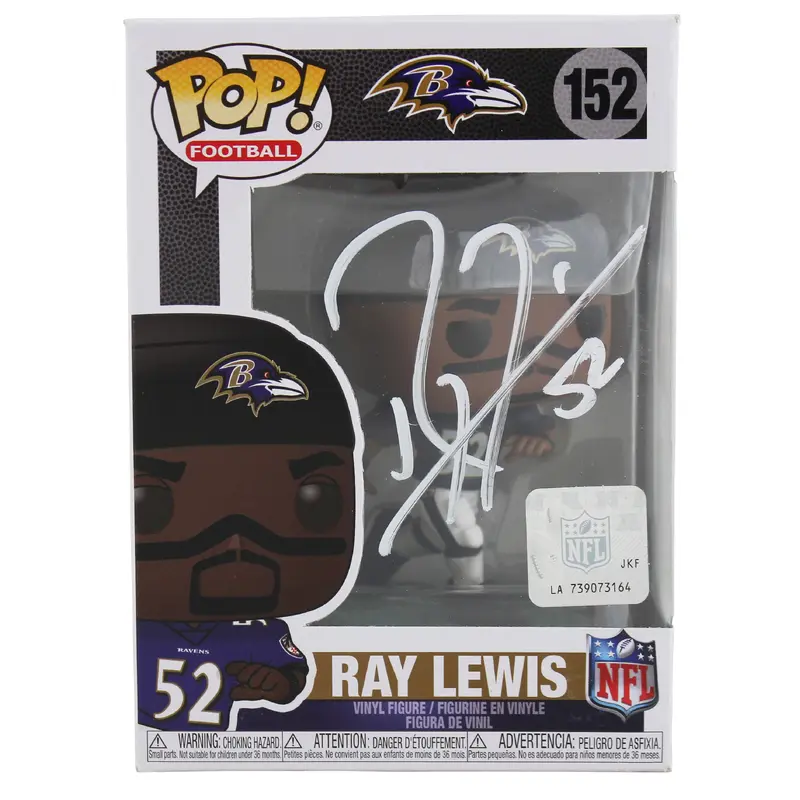 Ravens Ray Lewis Signed #152 Funko Pop Vinyl Figure w/ White Sig BAS Witnessed