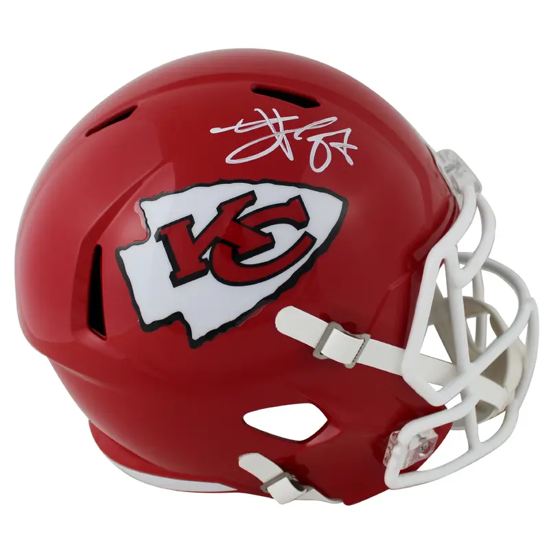 Chiefs Travis Kelce Authentic Signed Full Size Speed Rep Helmet BAS Witnessed 2