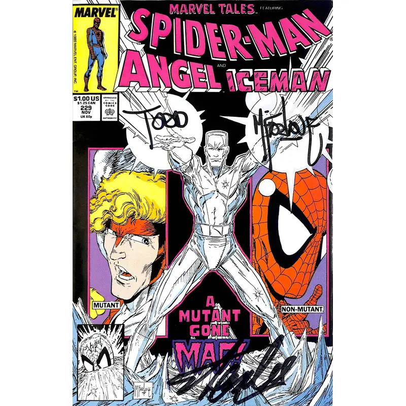Stan Lee & Todd McFarlane Signed Spider-Man Angel Iceman Comic #229 BAS #E35331