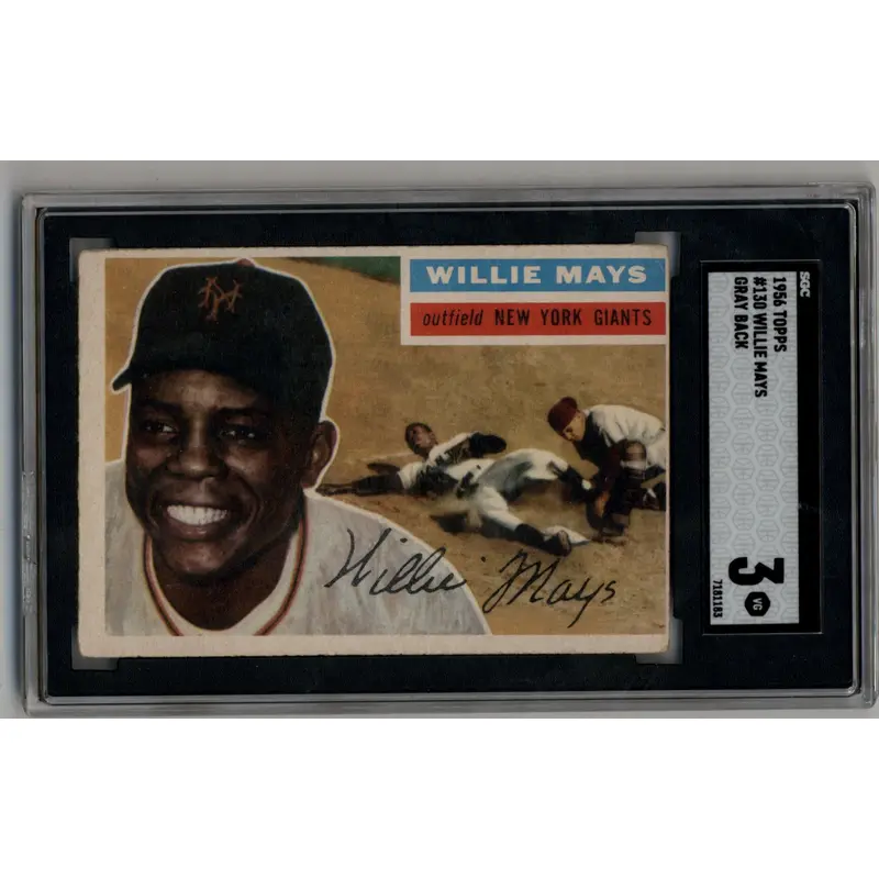 Willie Mays 1956 Topps #130 Gray Back SGC 3 Very Good