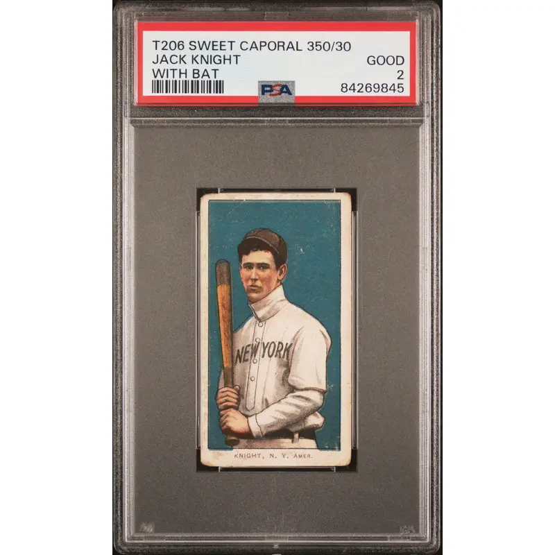 Jack Knight 1909-11 T206 Sweet Caporal 350/30 With Bat PSA 2 Good