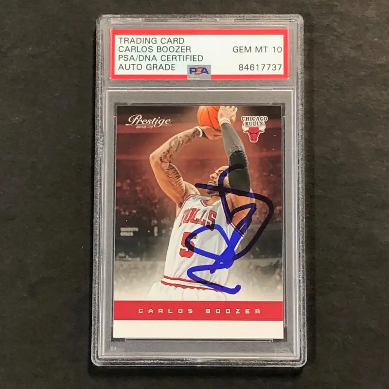 2012-13 Panini Prestige #17 Carlos Boozer Signed Card AUTO 10 PSA Slabbed Bulls