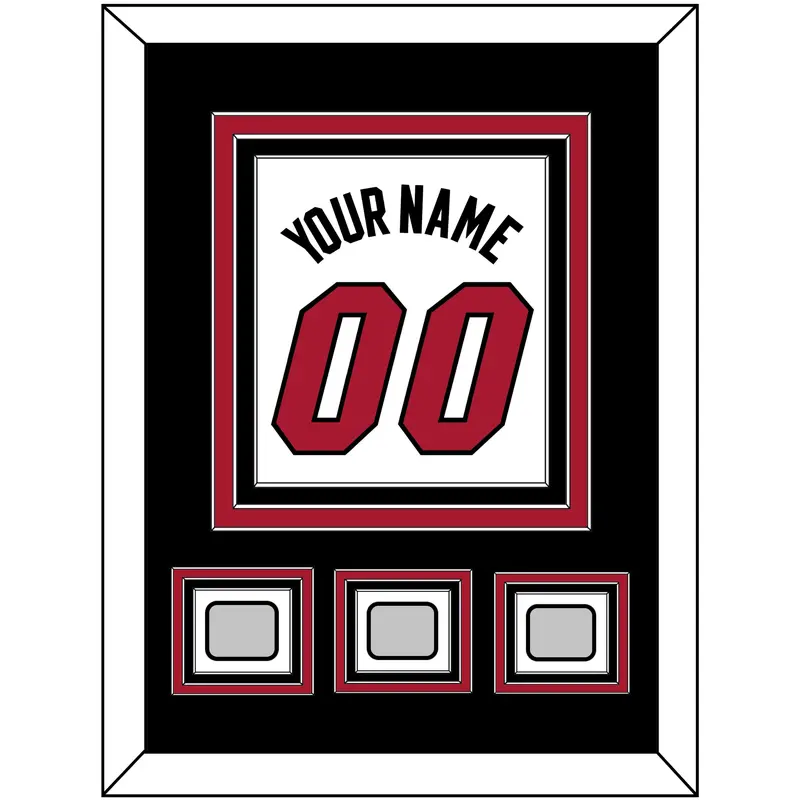 Miami Name & Number With 3 Finals Patches - Home White (1999-2008) - Triple Mat 3