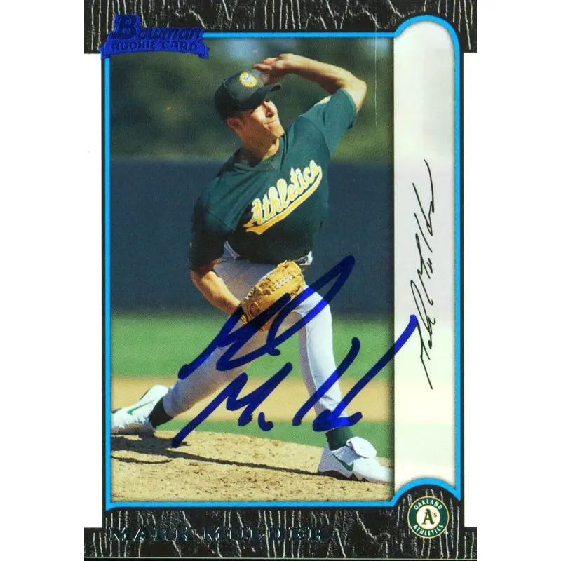 Athletics Mark Mulder Authentic Signed Card 1999 Bowman RC #355 w/ COA