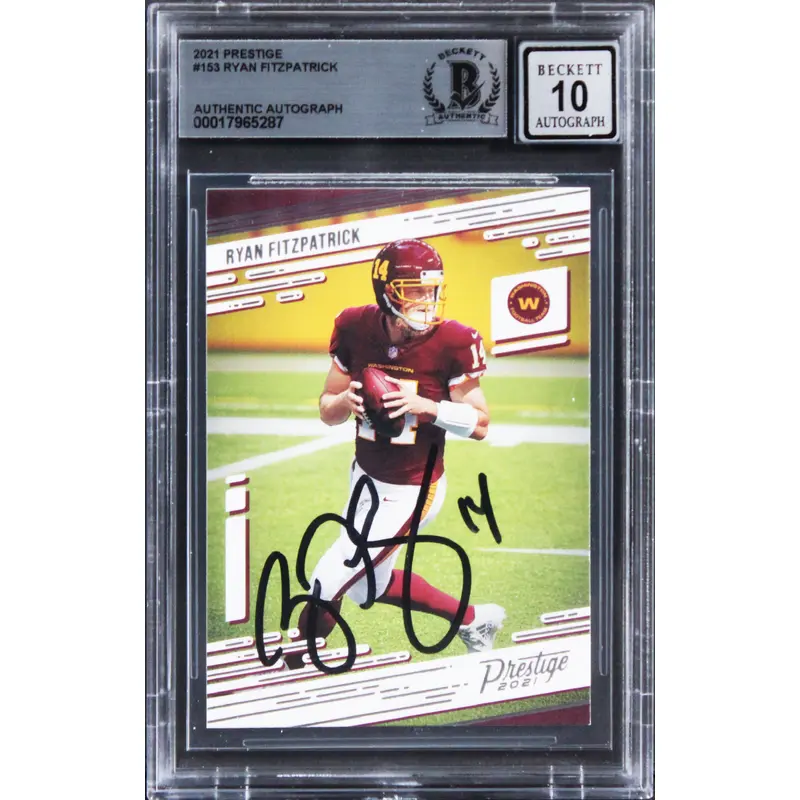 Commanders Ryan Fitzpatrick Signed 2021 Prestige #153 Card Auto 10! BAS Slab 2