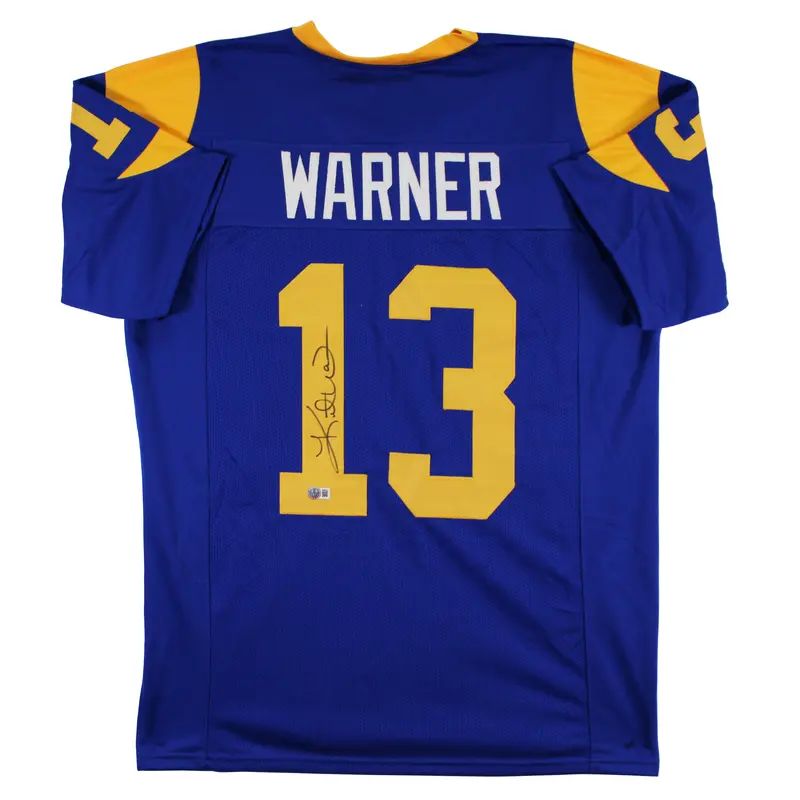 Kurt Warner Authentic Signed Blue Pro Style Jersey Autographed BAS Witnessed