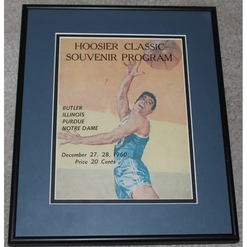 1960 Framed Hoosier Classic Basketball Program, Butler, Illinois, Purdue, Notre Dame