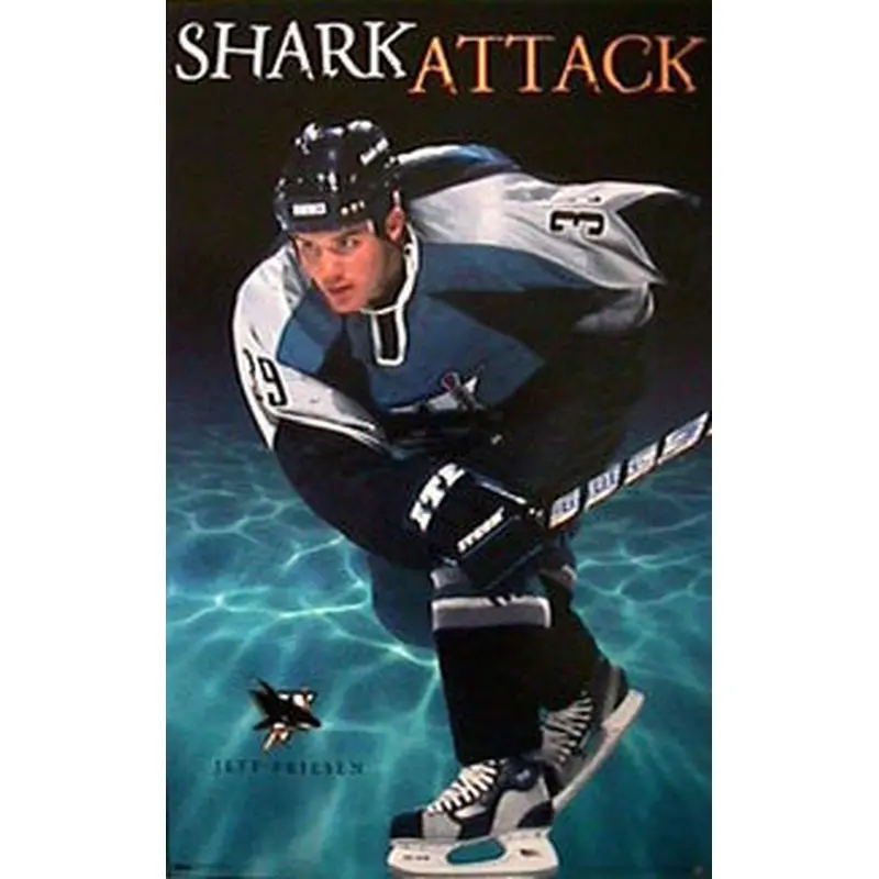 Jeff Friesen "Shark Attack" San Jose Sharks NHL Action Poster - Costacos 1998