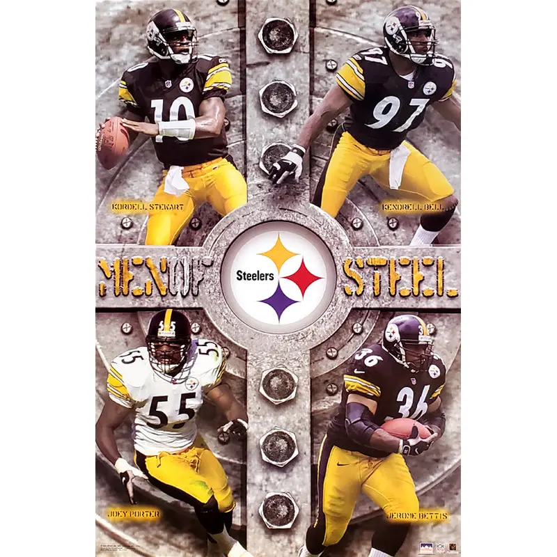 Pittsburgh Steelers "Men of Steel " Poster (Kordell, Kendrell, Porter, Bettis) - Starline 2002