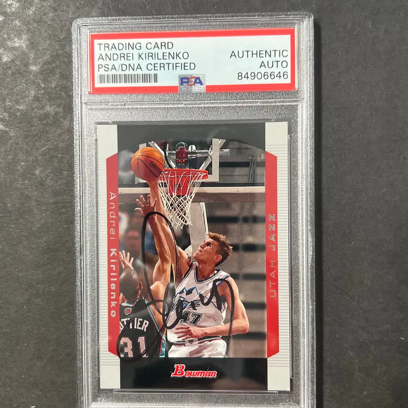 2004-05 Bowman Draft #47 Andrei Kirilenko Signed Card AUTO PSA Slabbed Jazz