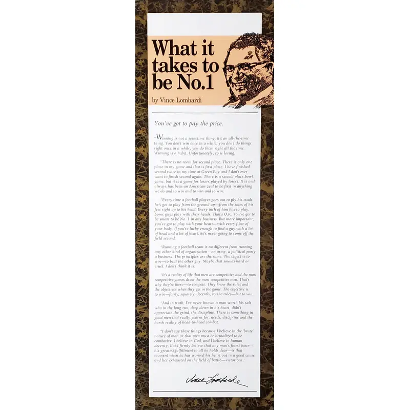 Vince Lombardi "What it Takes to Be Number One" Inspirational Poster