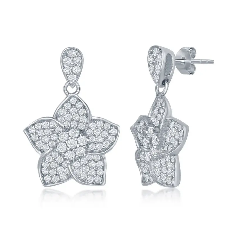 Sterling Silver CZ Daffodil Earrings