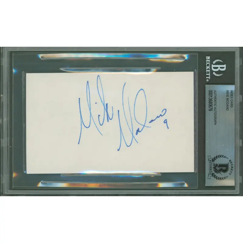 North Stars Mike Modano Authentic Signed 3x5 Index Card BAS Slabbed 1