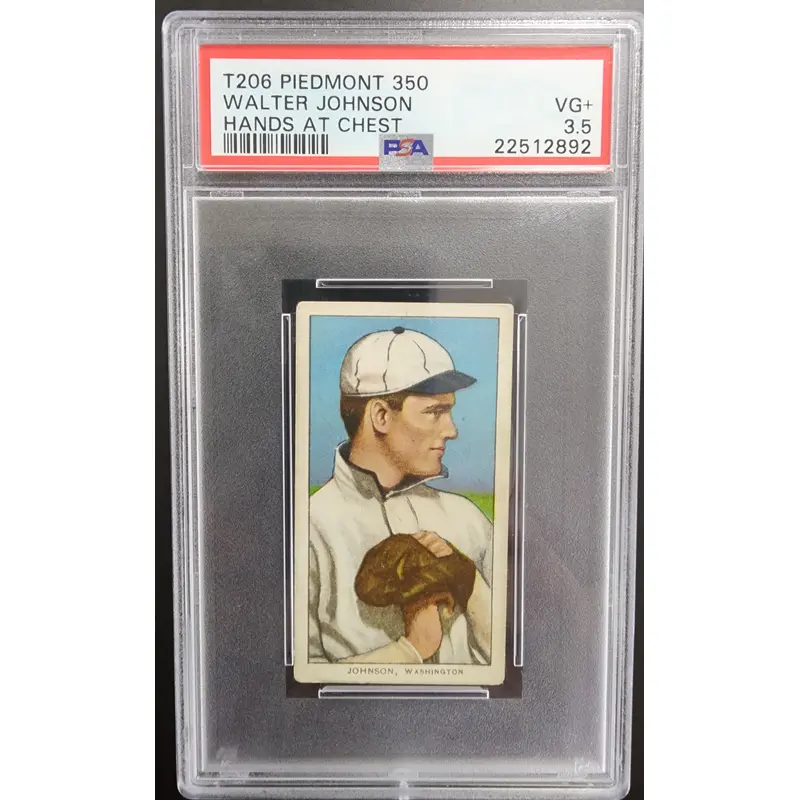 Walter Johnson 1909 T206 Piedmont 350 Hands at Chest PSA 3.5 Very Good+