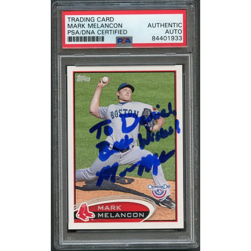 2012 Topps Opening Day #45 Mark Melancon Card PSA Slabbed Auto Red Sox
