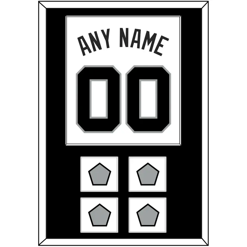 San Antonio Name & Numbers With 4 Finals Patches - Home White (1989-2002) - Single Mat 1