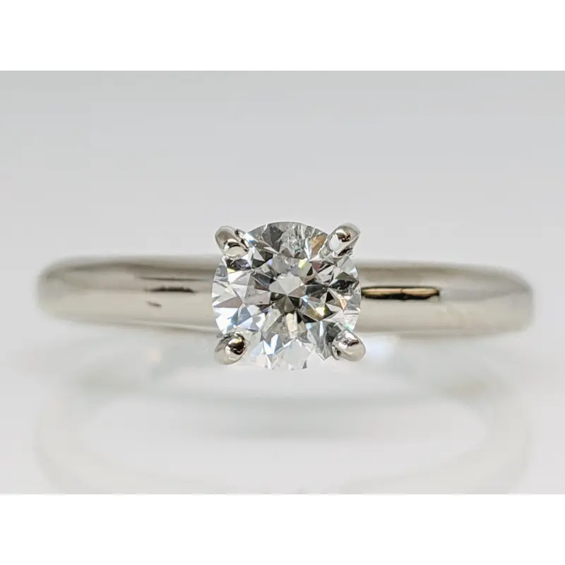 14K WHITE .50 CARAT TOTAL I1 J DIAMOND ROUND 4-PRONG SOLITAIRE ESTATE RING 2.2 GRAMS