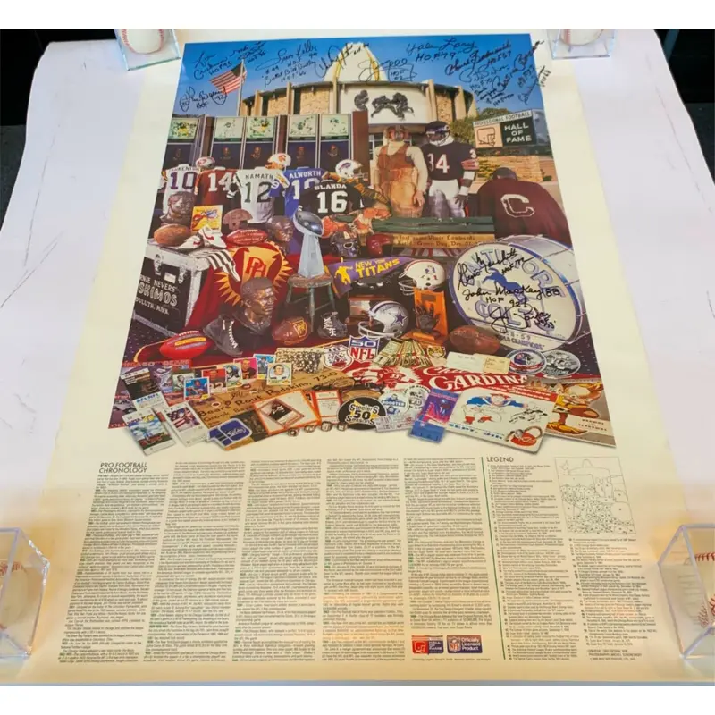 Beautiful Football Hall Of Fame Multi Signed Large 24x36 Canton OH Photo 15 Sig