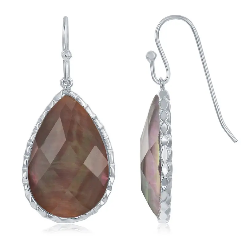 Sterling Silver Teardrop Abalone MOP Doublet Earrings