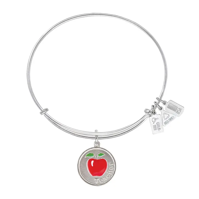 Teacher w/ Red Apple (Enamel) Charm Bangle