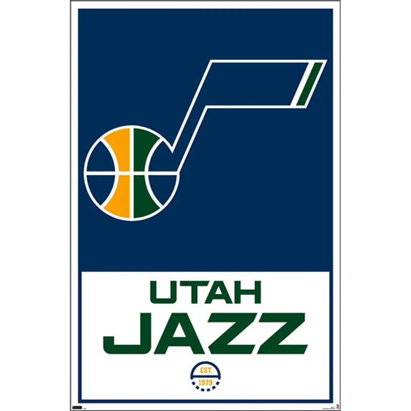 Utah Jazz NBA Basketball Official Team Logo and Wordmark Poster - Costacos Sports