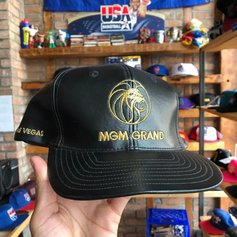 Vintage Full Leather MGM Grand Las Vegas Embroidered Snapback