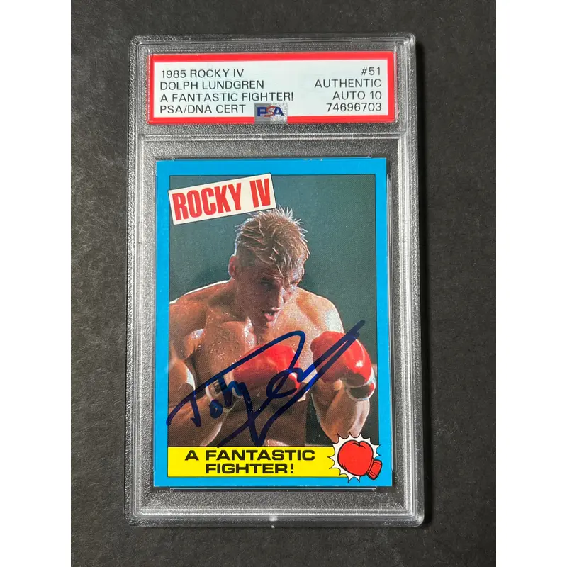 1985 Topps Rocky IV #51 Signed Card Dolph Lundgren PSA Auto 10 Ivan Drago