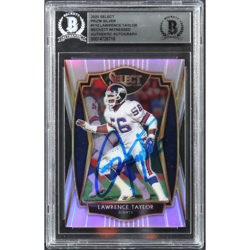Lawrence Taylor Authentic Signed 2020 Select Prizm Silver #110 Card BAS Slabbed