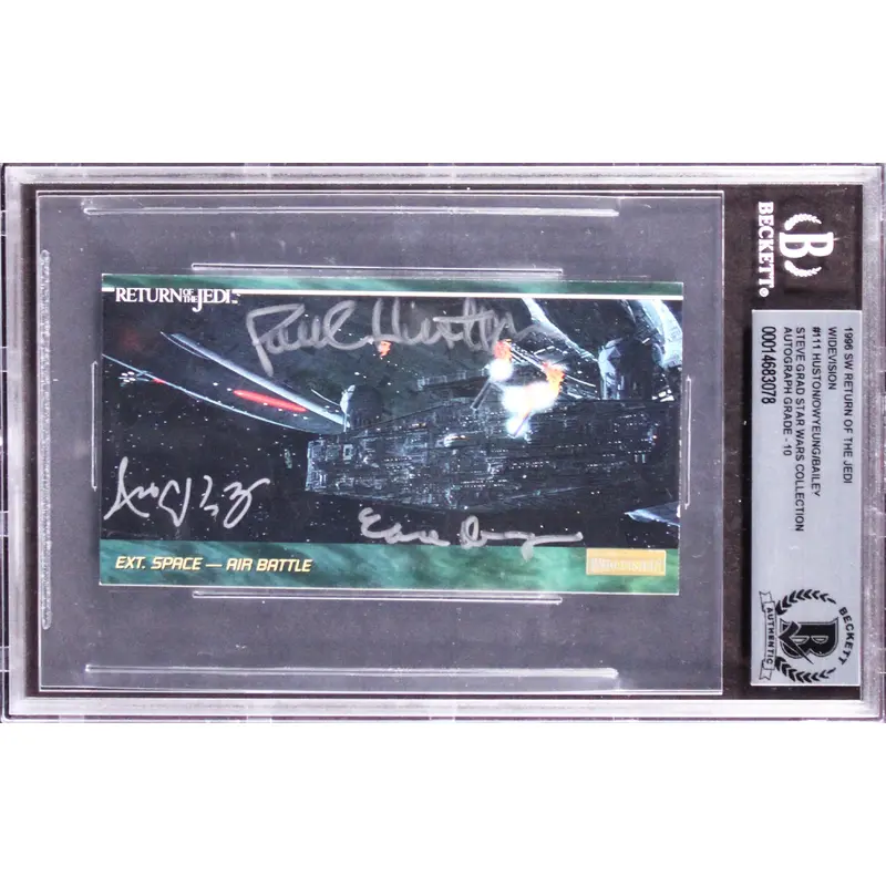 Star Wars (3) Huston, Bailey +1 Signed 1996 ROTJ WV #111 Card Auto 10! BAS Slab