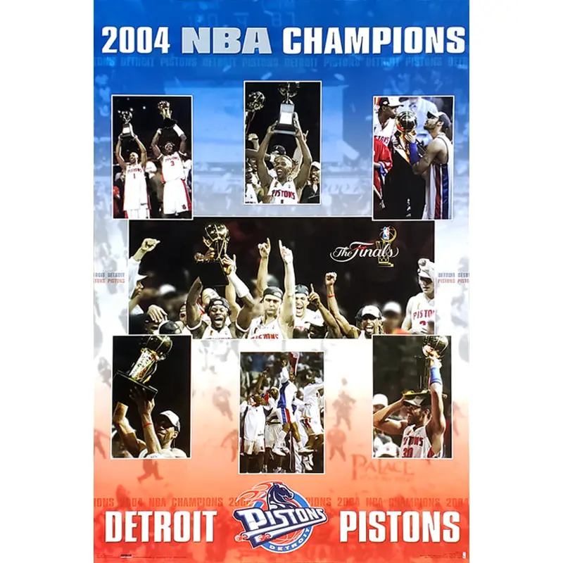 Detroit Pistons 2004 NBA Champions "Celebration" Commemorative Poster - Costacos