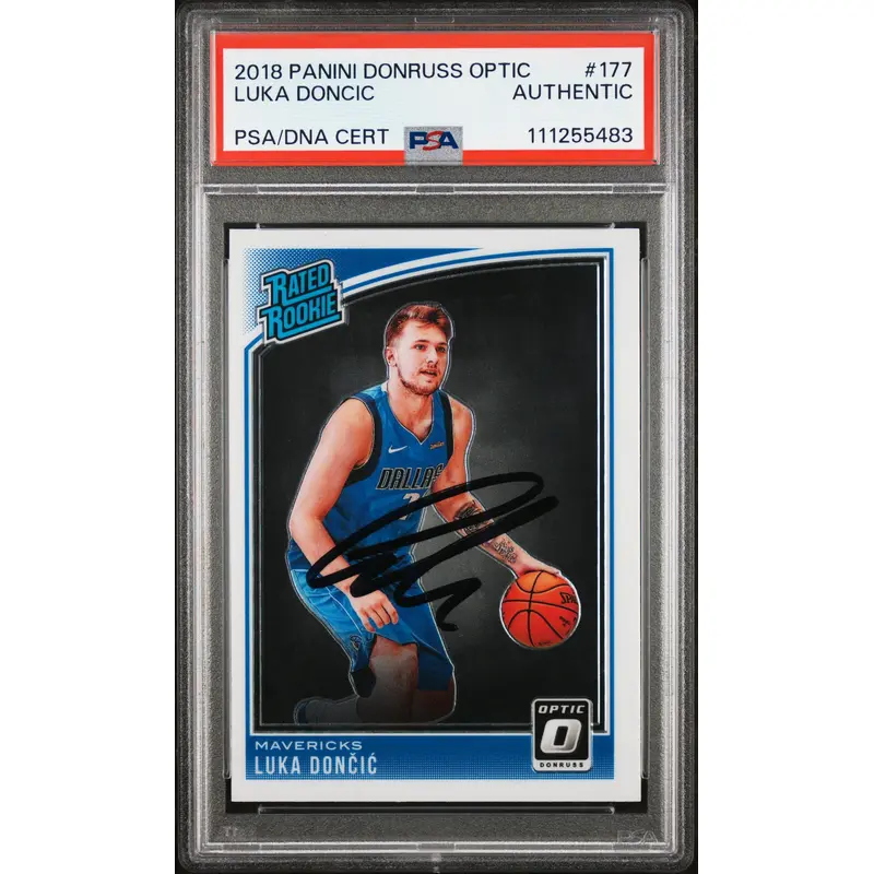 Luka Doncic Signed 2018 Panini Donruss Optic Rated Rookie #177 Card PSA Slabbed