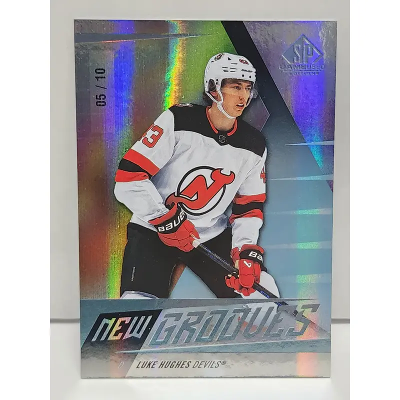 Luke Hughes 2023 Upper Deck SP Game Used New Grooves Rainbow #5/10