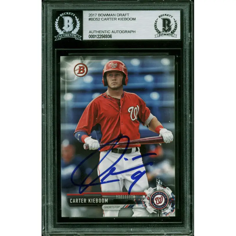 Nationals Carter Kieboom Signed 2017 Bowman Draft #BD52 Card BAS Slabbed