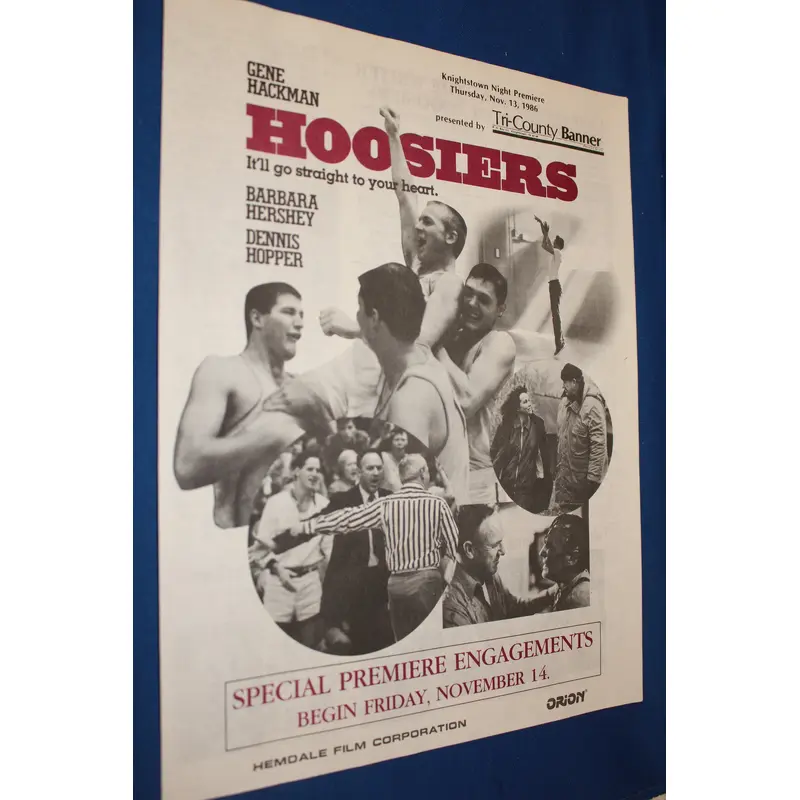 1986 Hoosiers Movie Premier Newspaper Insert & Ticket