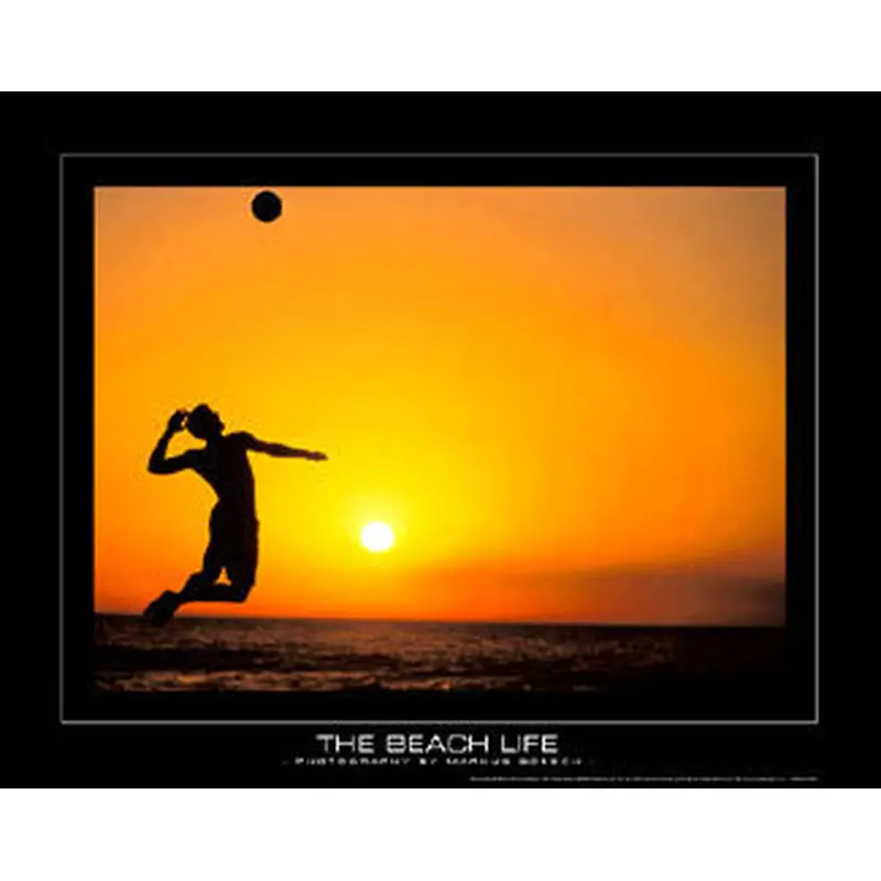 Beach Volleyball "The Beach Life" (Sunset) Motivational Poster - SportsPosterWarehouse.com