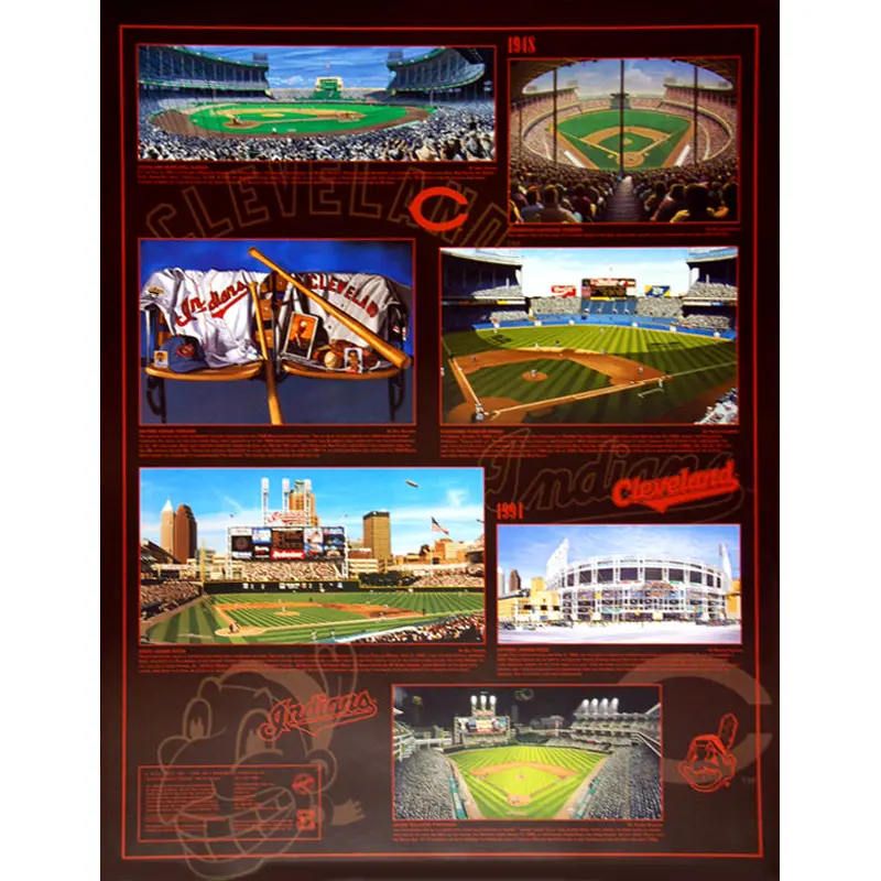 Cleveland Indians Historic Art Collage (1948-1995) Wall Poster - Bill Goff Inc.