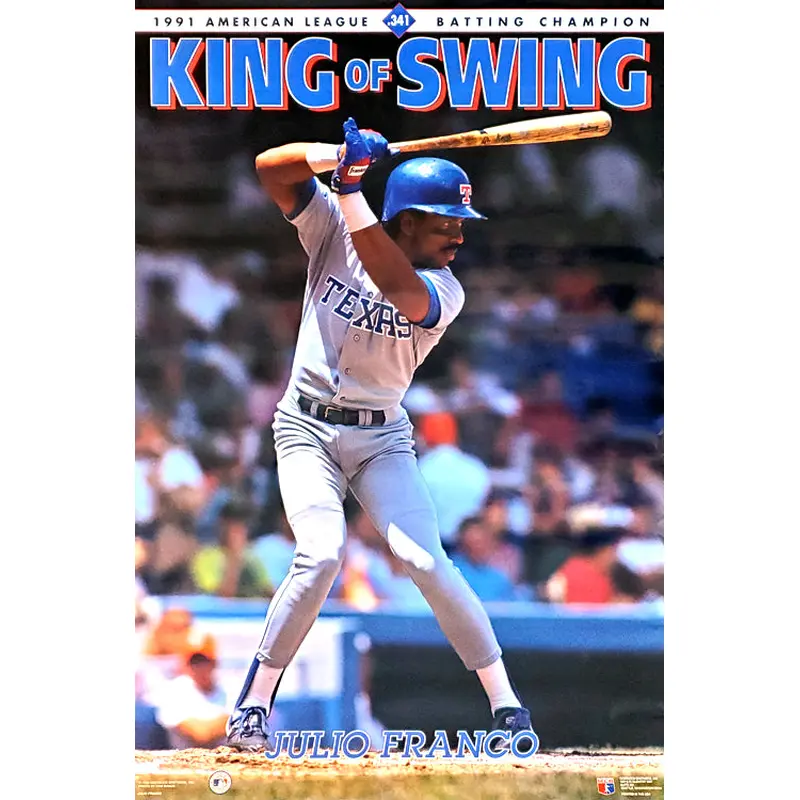 Julio Franco "King of Swing" Texas Rangers MLB Action Poster - Costacos 1991